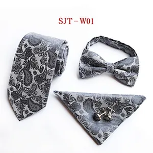 Paisley Bow Tie Necktie Set Gift Box Fashion Mens Neck Tie Set Wholesale Tie Pocket Square And Cufflink Set