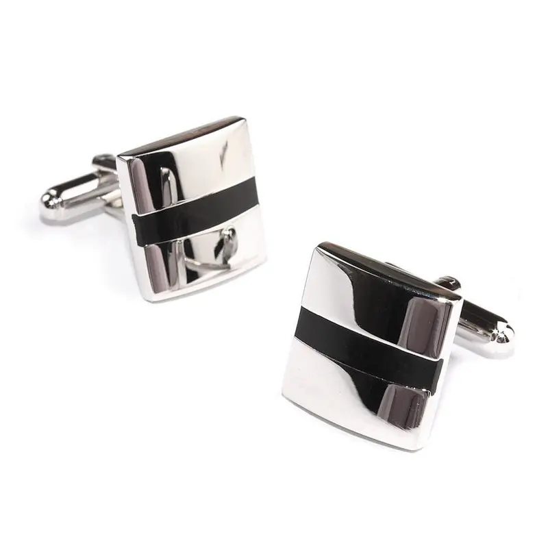 High Quality Square Shirts Brass Cufflinks Cuff Links or Tie Clips Silver Plating Luxury Decoration