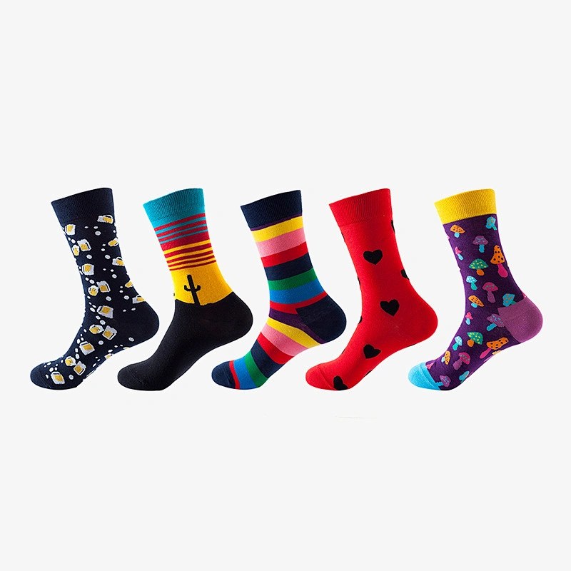 custom 40 units of men's novelty woven colorful crew patterned socks size EU37-44