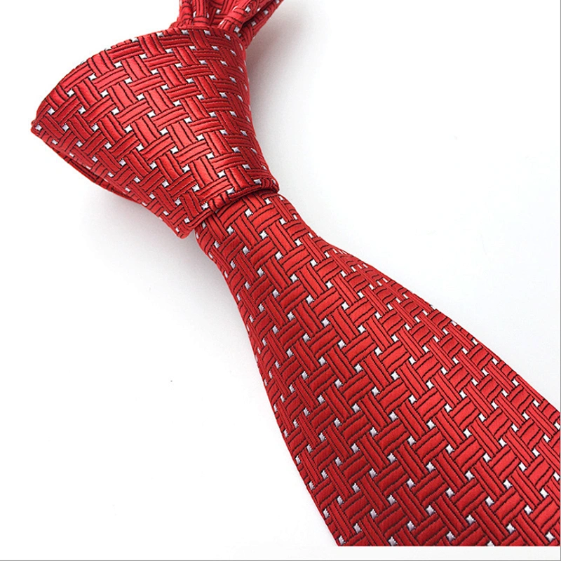 Classic Checked Plain Neck Ties For Men Luxury Ties Men Custom Logo Jacquard Polyester Woven Corbatas Hombres