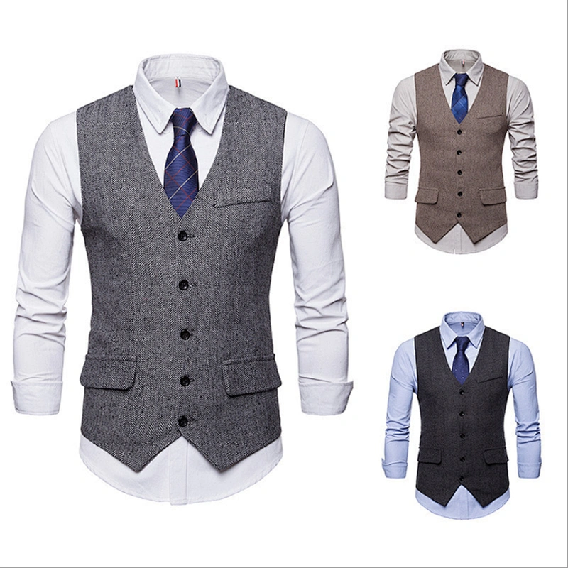 Smart Casual Black Suit Vest Men Single Breasted Chalecos Hombre Formal Solid Men Vest Waistcoat