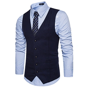 Formal Men Vest Waistcoat Casual Solid Suit Vest Men Single Breasted Cotton Chalecos Hombre