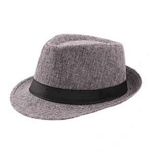 New Fashion Spring Summer Unisex Solid Color Linen Jazz Cap Fedora Hat For Decorate Beach Tourism