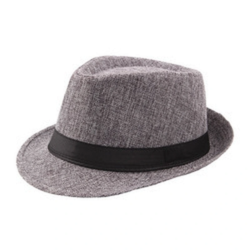 New Fashion Spring Summer Unisex Solid Color Linen Jazz Cap Fedora Hat For Decorate Beach Tourism