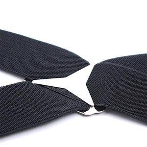 Wholesale 35mm width solid color Adjustable 4 Clip X-Back Heavy Duty Clip Mens Suspenders Elastic Pants Braces