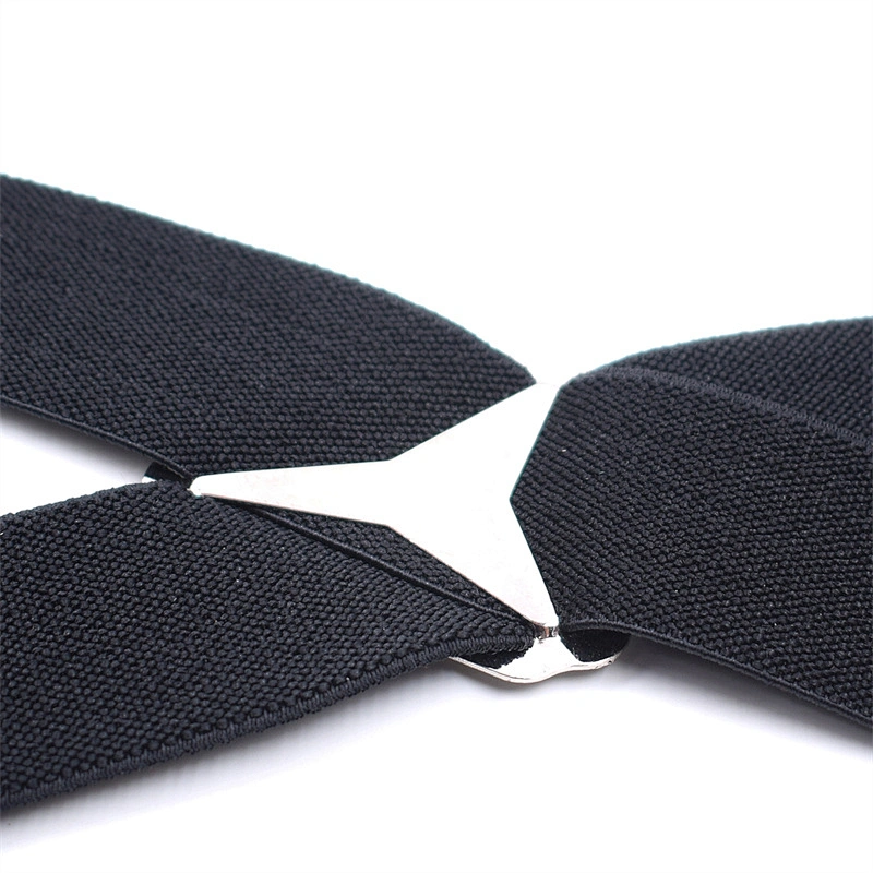 Wholesale 35mm width solid color Adjustable 4 Clip X-Back Heavy Duty Clip Mens Suspenders Elastic Pants Braces