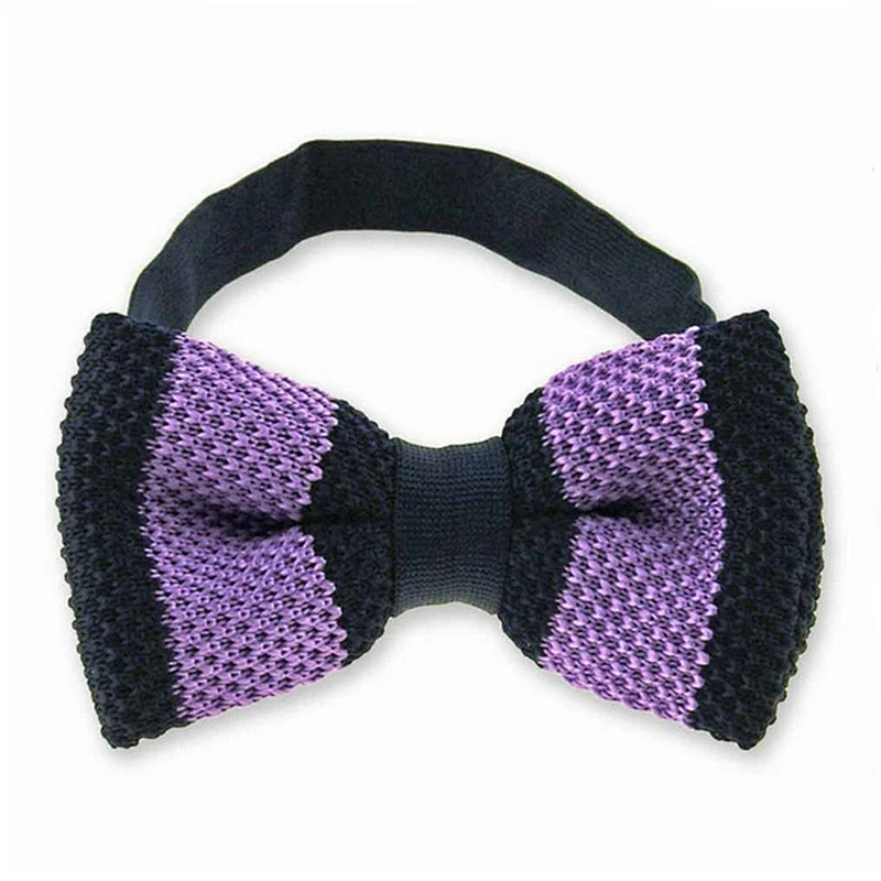 mens handmade classic stripe knitted bowtie