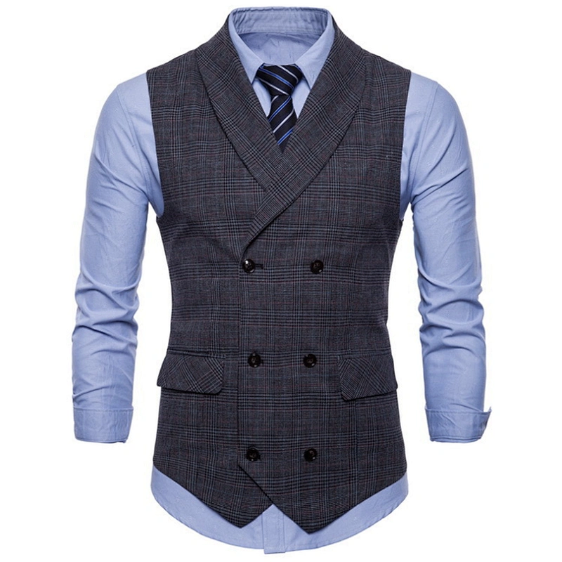 Smart Casual Men's Vests & Waistcoats Formal Suits Vest Chalecos Hombre Cotton Plaid Men's Innerwear Vest