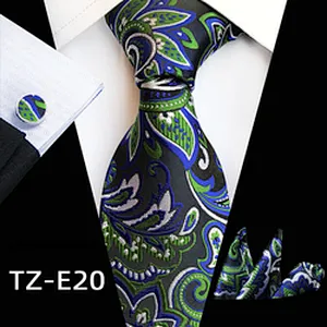 Floral Necktie Set Gift Box Custom Luxury Tie Pocket Square And Cufflink Set Jacquard Woven Mens Neck Tie Set Box