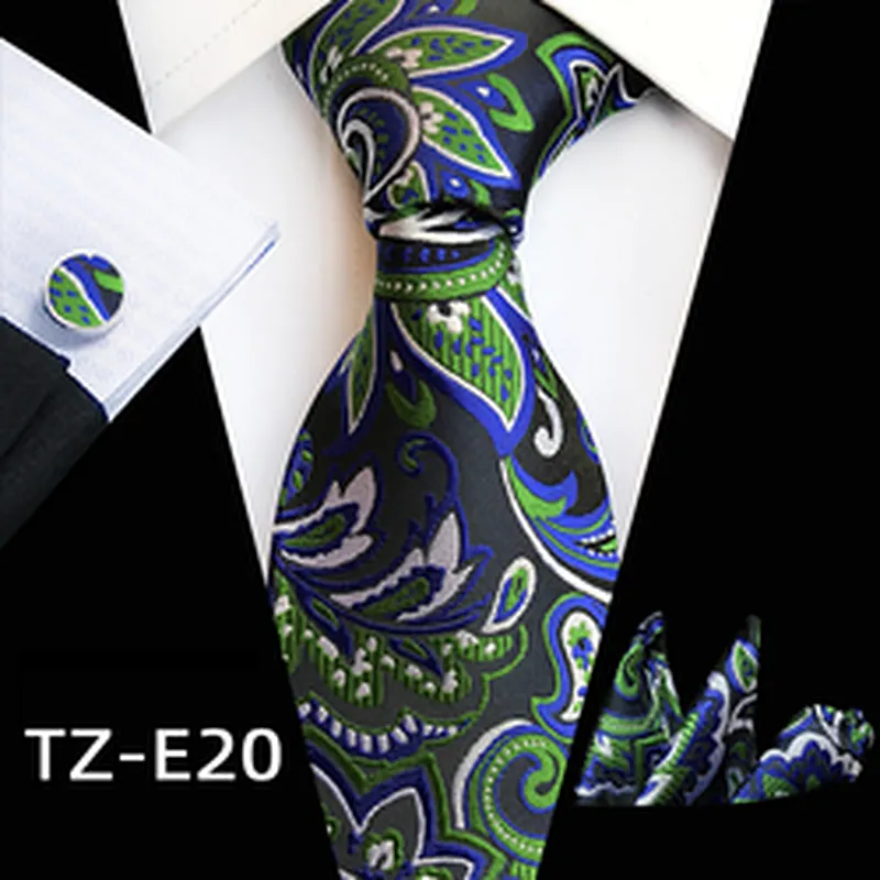Floral Necktie Set Gift Box Custom Luxury Tie Pocket Square And Cufflink Set Jacquard Woven Mens Neck Tie Set Box