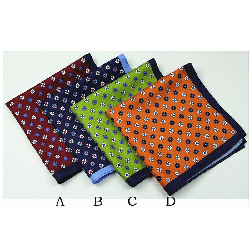 100% Silk Printing Pocketsquare Durable Factory Handkerchief Men 100% Microfiber Custom Logo Gift Box