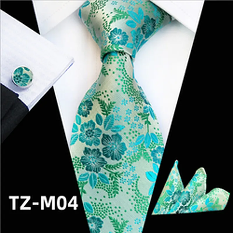 Wholesale Floral Men Ties And Hanky Cufflinks Set Casual Ties For Men Italian Luxury Neckties With Pocket Squares