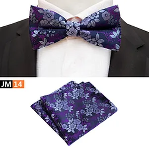 Custom Mens Bow Ties and Hanky Sets Floral Men Bow Tie Sets Handkerchief Set Fashion Pocket Squares for Men