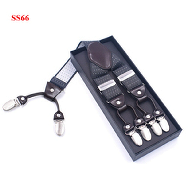 High Quality 3.5cm width elastic adjustable Jacquard Woven 6 Clip Y Shape Wedding Suspenders For Men Trousers