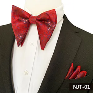 Casual Paisley Men Bow Tie Sets Handkerchief Set Polyester Mens Bow Ties and Hanky Sets Custom Pocket Squares for Men