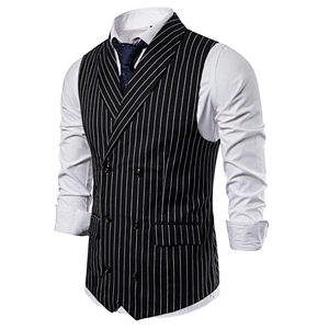 Formal Men's Vests & Waistcoats Suits Smart Casual Cotton Chalecos Hombre Striped Men's Innerwear Vest