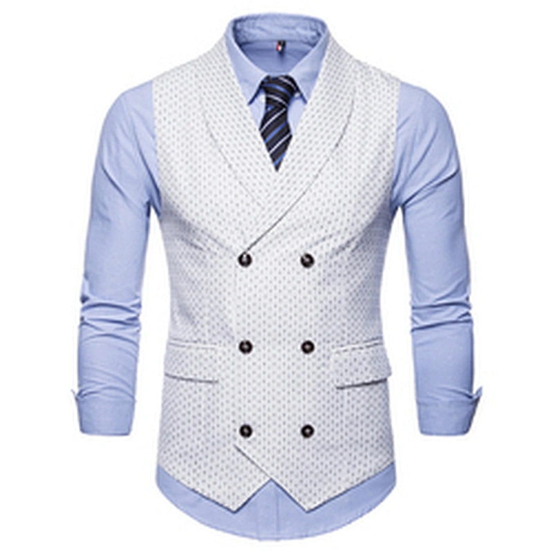 Smart Casual Black Suit Vest Men Double Breasted Gilet Vest Formal Dot Men Vest Waistcoat