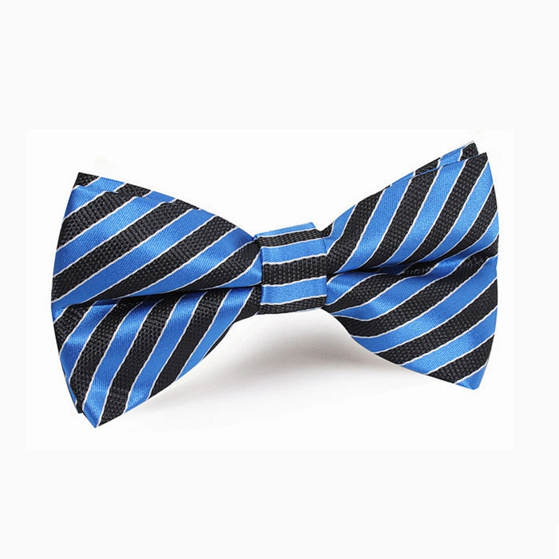 100% silk navy with yellow striped woven bowtie for men wholesale