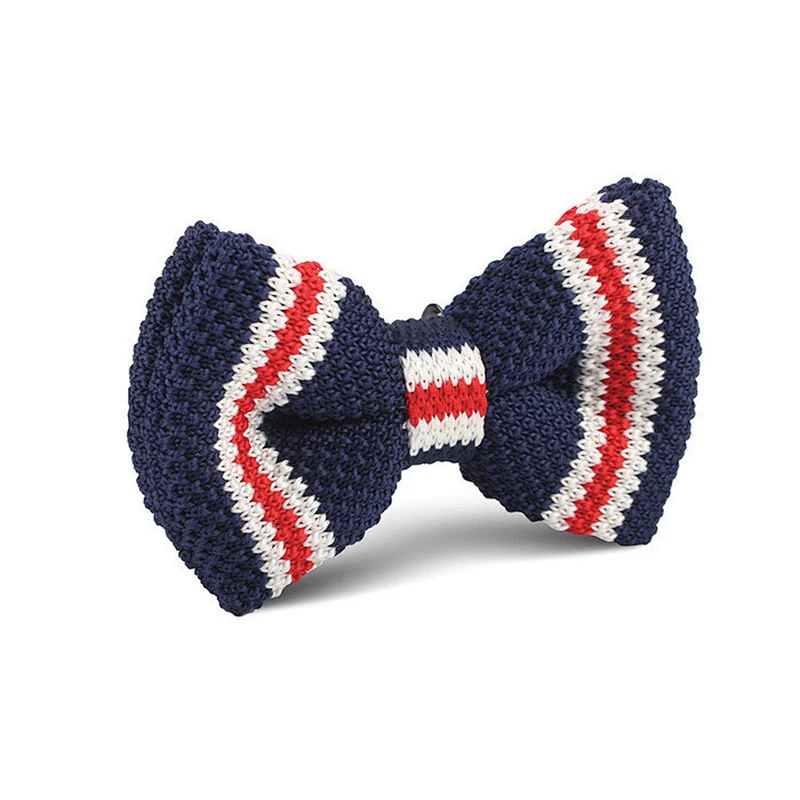 100 silk handmade knitted striped bow ties