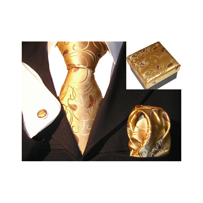 Wholesale Silk Tie Set Luxury Neckties With Pocket Square Men Handkerchief In Gift Box Custom Tie Pocket Square and Cufflink Set