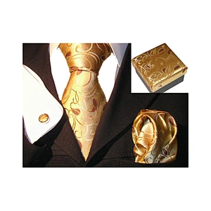 Wholesale Silk Tie Set Luxury Neckties With Pocket Square Men Handkerchief In Gift Box Custom Tie Pocket Square and Cufflink Set