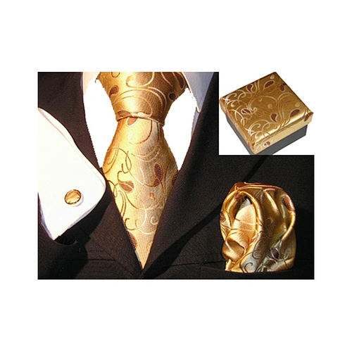 Wholesale Silk Tie Set Luxury Neckties With Pocket Square Men Handkerchief In Gift Box Custom Tie Pocket Square and Cufflink Set