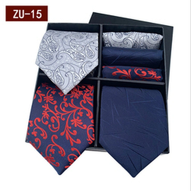 Fashion Gravata Masculina Luxury Jacquard Mens Ties Silk Box Set Custom Necktie Set Gift Box With Logo