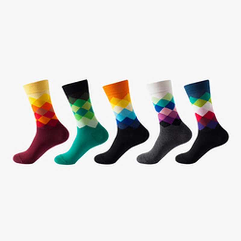 custom 40 units of men's novelty woven colorful crew patterned socks size EU37-44
