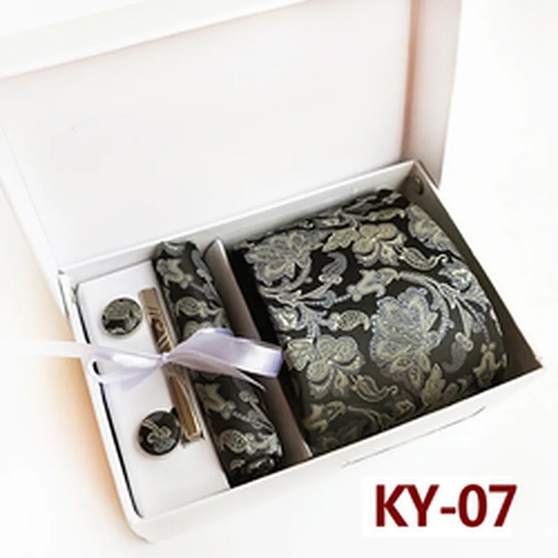 Paisley Neckties With Pocket Squares Custom Men Ties and Hanky Set Casual Tie Clip Pocket Square and Cufflink Set Gift Box