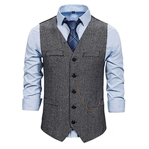 Formal Men's Vests & Waistcoats Suits Casual Cotton Men's Innerwear Vest Solid Chalecos Hombre With Chains