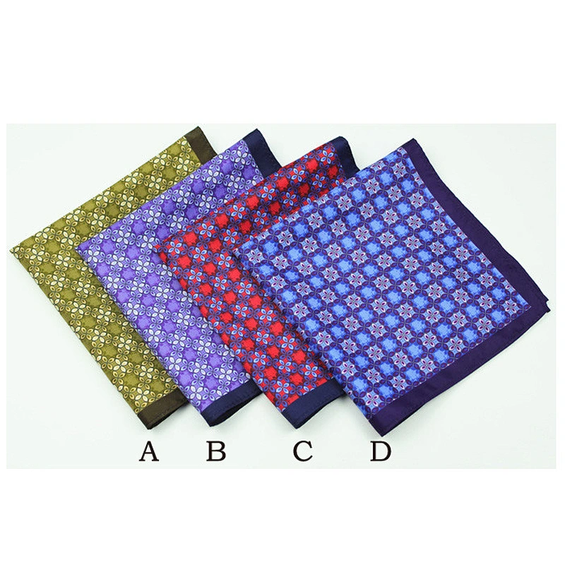 mens 100% polyester handkerchief floral pocket square made in china DPS5399C