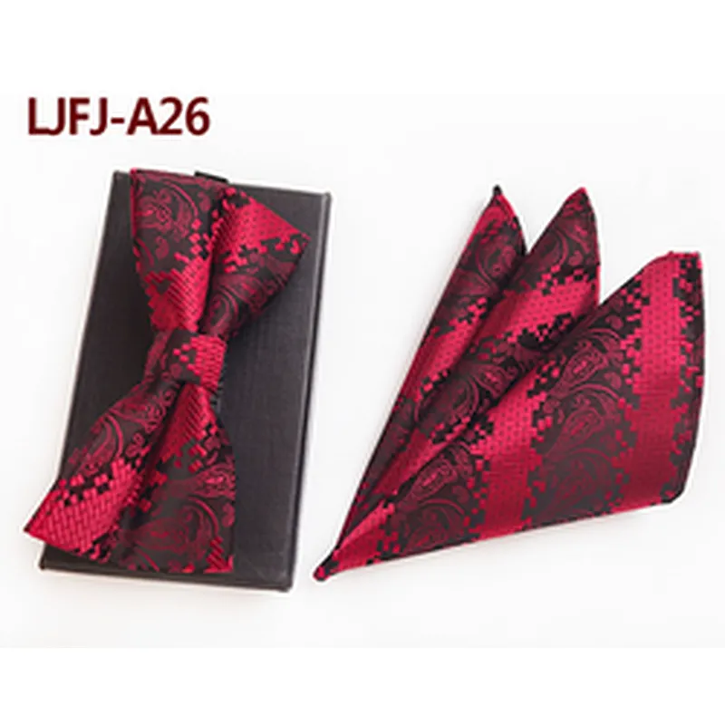 Custom Pocket Squares for Men Casual Mens Bow Ties and Hanky Sets Grid Men Bow Tie Sets Handkerchief Set