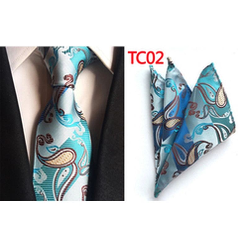Fashionl Paisley Neckties with Pocket Square Custom Ensemble Cravate Mouchoirs Wholesale Men Ties and Hanky Set