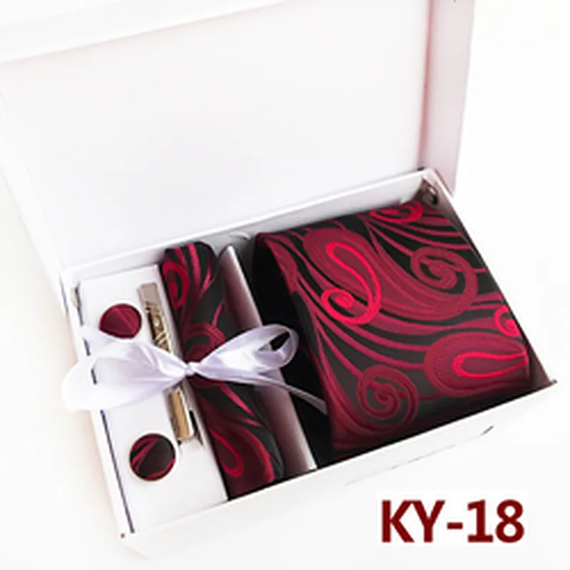 Fashion Neckties With Pocket Squares Custom Men Ties and Hanky Set Floral Tie Clip Pocket Square and Cufflink Set Gift Box