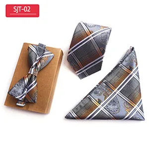 Fashion Neckties with Pocket Square Casual Dot Men Ties and Hanky Set Party Men Bow Tie Set Handkerchief Set