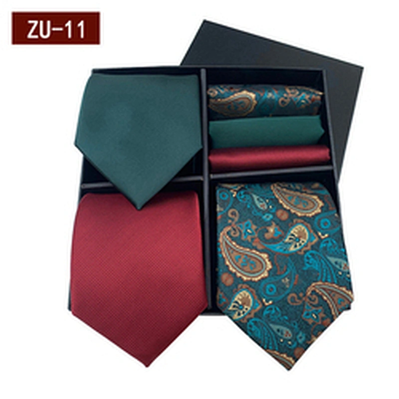 Fashion Gravata Masculina Luxury Jacquard Mens Ties Silk Box Set Custom Necktie Set Gift Box With Logo
