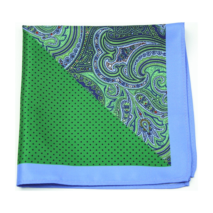 paisley handkerchief hand rolled four patterns with blue border pocket square for party DPS5382B