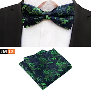 Casual Pocket Squares for Men Floral Men Bow Tie Sets Handkerchief Set Custom Mens Bow Ties and Hanky Sets