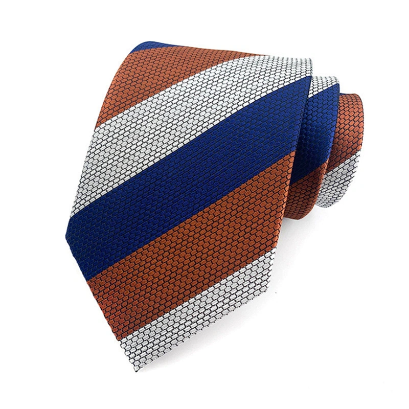 Custom Jacquard Woven Silk Necktie Mens Classical Striped Necktie Wholesale Corbatas Mens Neck Tie Set