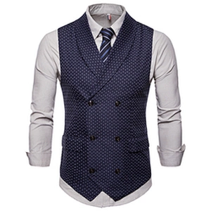 Smart Casual Black Suit Vest Men Double Breasted Gilet Vest Formal Dot Men Vest Waistcoat