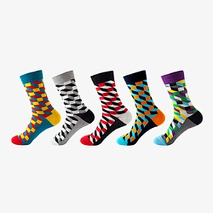 custom 40 units of men's novelty woven colorful crew patterned socks size EU37-44