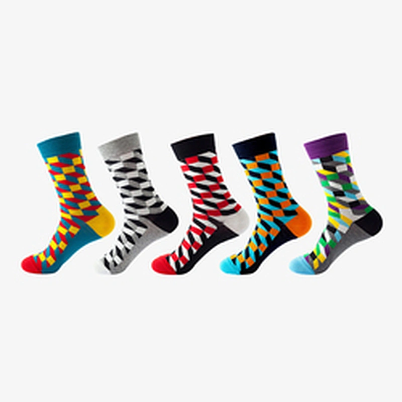 custom 40 units of men's novelty woven colorful crew patterned socks size EU37-44