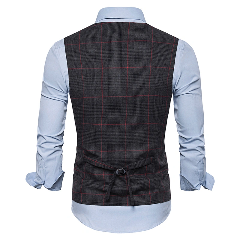 Striped Men Vest Waistcoat Formal Single Breasted Suit Vest Men Cotton Black Gilet Vest