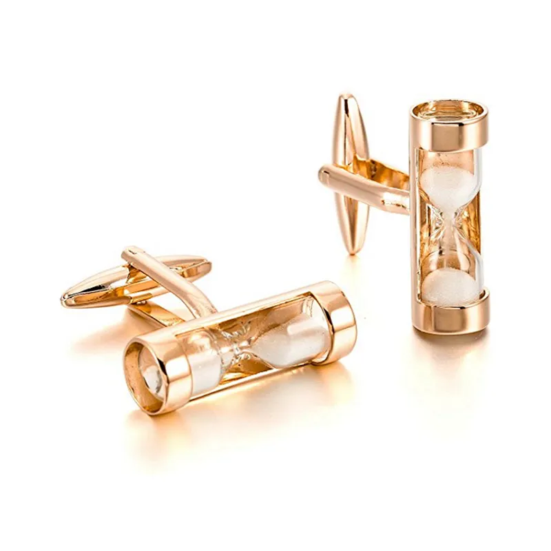 Custom charming high-end white sand timer shirt cufflinks