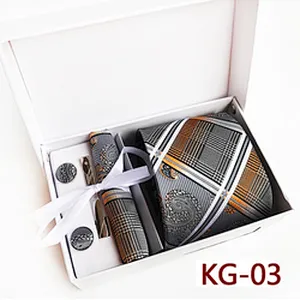 Custom Stripe Neckties with Pocket Squares Casual Men Ties and Hanky Set Tie Clip Pocket Square and Cufflink Set Gift Box