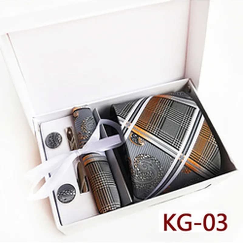 Custom Stripe Neckties with Pocket Squares Casual Men Ties and Hanky Set Tie Clip Pocket Square and Cufflink Set Gift Box