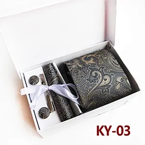 Floral Neckties With Pocket Squares Custom Men Ties and Hanky Set Casual Tie Clip Pocket Square and Cufflink Set Gift Box