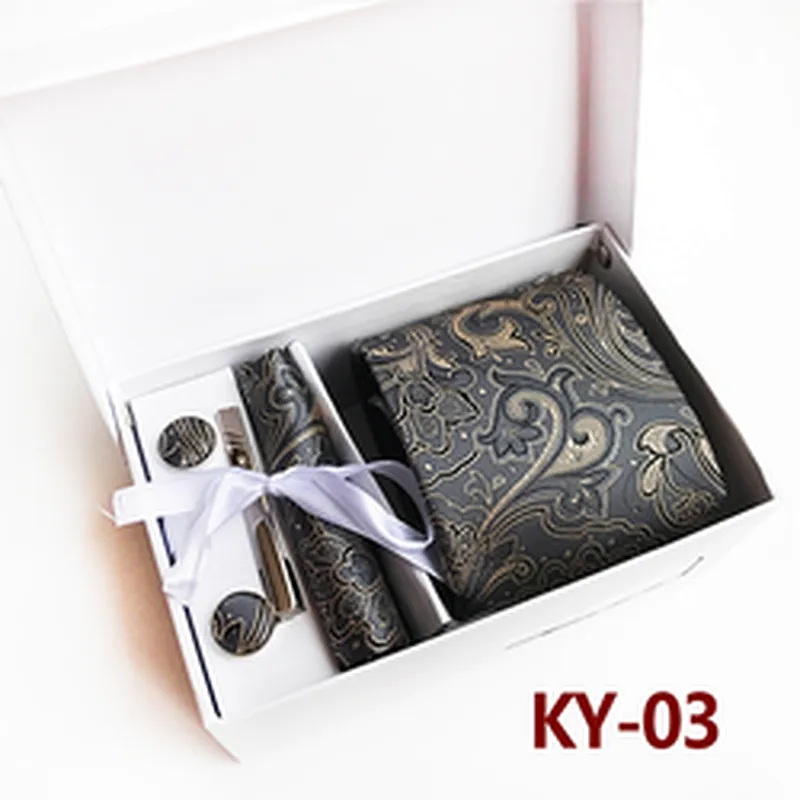 Floral Neckties With Pocket Squares Custom Men Ties and Hanky Set Casual Tie Clip Pocket Square and Cufflink Set Gift Box