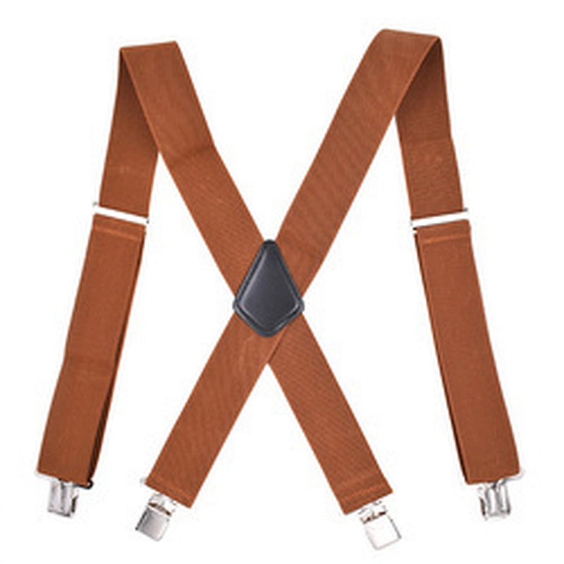 Wholesale 5cm width solid color Adjustable 4 Clip X-Back Heavy Duty Clip Mens Suspenders Elastic Pants Braces