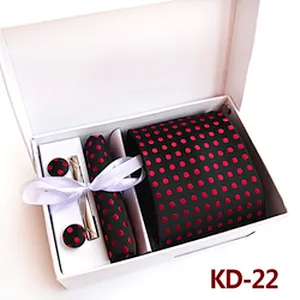 Classic Dot Neckties with Pocket Squares Custom Men Ties and Hanky Set Tie Clip Pocket Square and Cufflink Set Gift Box